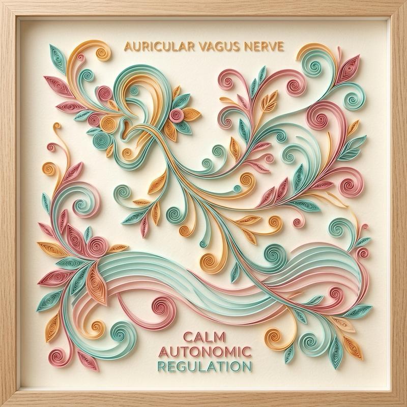 Auricular Ear Meridian Anatomy & Vagus Somatic Pathways in Frameless Paper Filigree